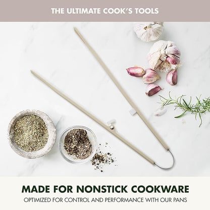 GreenPan Silicone Tong, Cooking Grilling Serving, Salad, Kitchen Utensil, Flexible Rubber Nonstick Cookware, Rigid Steel Core, Heat-Resistant, Anti-Slip Handle, BPA-Free, Dishwasher Safe, Taupe - Image 2
