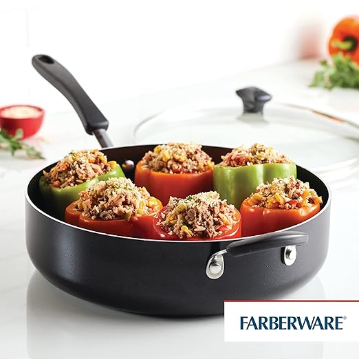 Farberware Cookstart DiamondMax Nonstick Jumbo Cooker with Lid and Helper Handle, Dishwasher Safe, 6 Quart, Black - Image 2