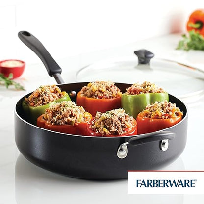 Farberware Cookstart DiamondMax Nonstick Jumbo Cooker with Lid and Helper Handle, Dishwasher Safe, 6 Quart, Black - Image 2