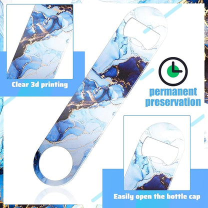 4 Pcs Flat Bottle Opener Heavy Duty Stainless Steel Bottle Opener Beer Flask Tools ​for Kitchen Bar Restaurant, 7 Inches(Marble Print) - Image 3