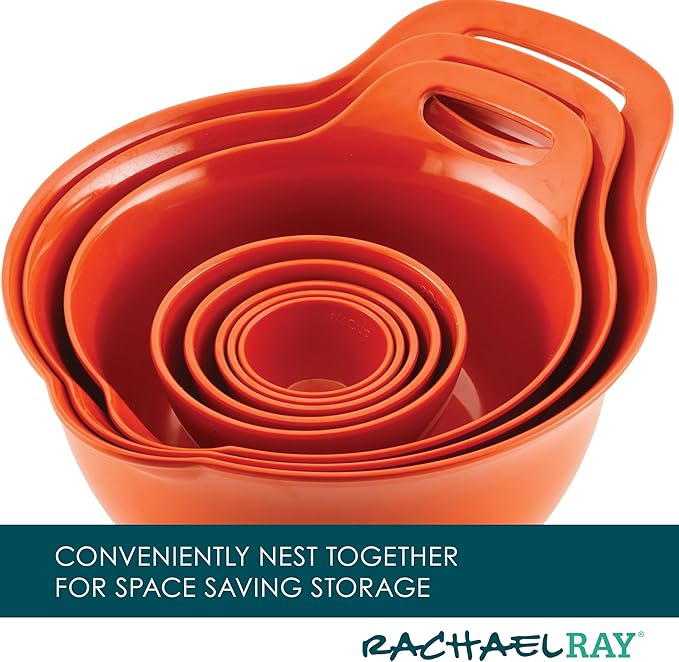 Rachael Ray Pantryware Mixing Bowl Measuring Cup and Utensil Set, 10 Piece, Orange - Image 7