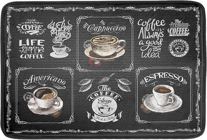 Giwawa Coffee Bean Maker Dish Drying Mat for Countertops, 18x24 inch Absorbent Microfiber Espresso Cup Spill Mats Black Machine Drainer Mat Dish Drainer Rack Mat Protector Kitchen Accessories Bar