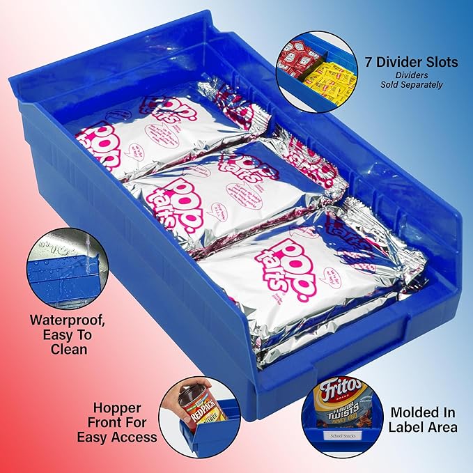 Akro-Mils 30130 Plastic Shelf Bins, Heavy Duty Storage Bins for Garage, Closet, and Drawer Organization, 12" x 6-1/2" x 4", Blue, 12-Pack - Image 4