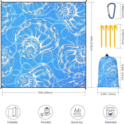 WIWIGO Beach Blanket Waterproof Sandproof Beach Mat 79" X 83"/10'x9'for 2-8 Adults Quick Drying Outdoor Picnic Mat Beach Accessories for Travel, Camping, Hiking - Image 2