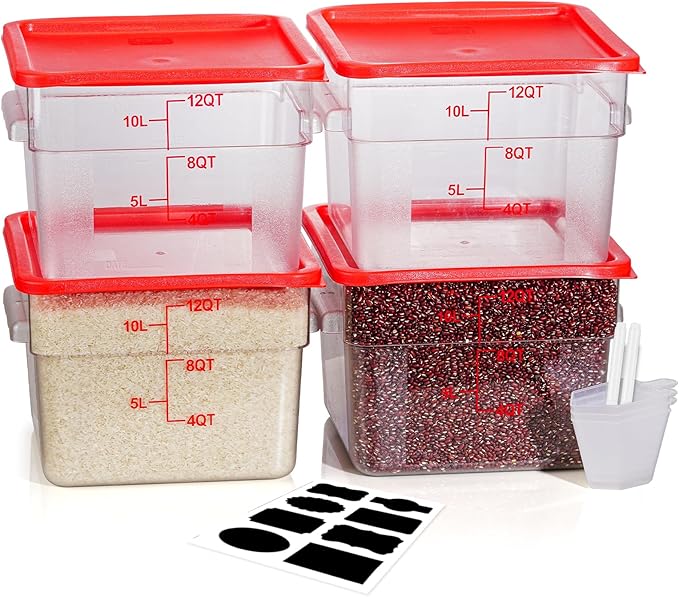12 Quarts Sous Vide Container: 8 PCS Commercial Food Storage Containers with Lids - Clear Food Container with Scales Handles for Home Restaurant Kitchen Storage Pizza Bread N3 by SVKLHY