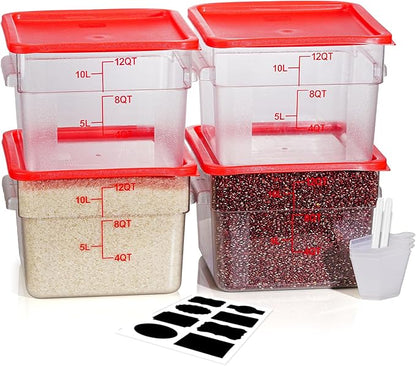 12 Quarts Sous Vide Container: 8 PCS Commercial Food Storage Containers with Lids - Clear Food Container with Scales Handles for Home Restaurant Kitchen Storage Pizza Bread N3 by SVKLHY