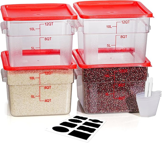 12 Quarts Sous Vide Container: 8 PCS Commercial Food Storage Containers with Lids - Clear Food Container with Scales Handles for Home Restaurant Kitchen Storage Pizza Bread N3 by SVKLHY