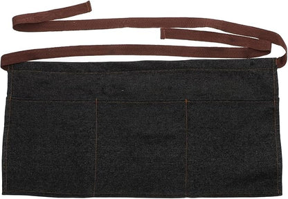 Toyvian Unisex Half Apron - Chef, Server, Waitress Denim Apron With 3 Pockets for Restaurant, Work, Home and Kitchen (Black), 60 x 29cm