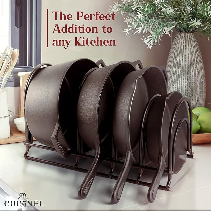 Cuisinel Pots and Pans Organizer Rack - 60 to 100-LBS Capacity Extremely Heavy Duty - 8mm Thick - Made in India - Matte-Black 15.9"-Tall 5-Tier Space Saving Kitchen Cookware Storage - Image 6