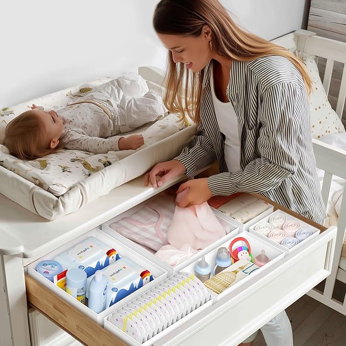 DIMJ Drawer Organizer Clothes - 20 Pack Closet Drawer Organizer Bins for Baby Clothes Storage, Fabric Dresser Organizer for Nursery Bedroom, Foldable Small Drawer Dividers for Underwear Socks - Image 3