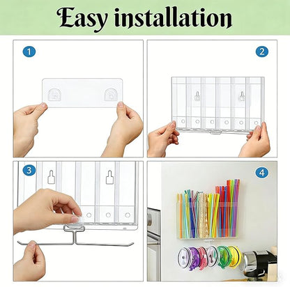 10''Straw Organizer for Cabinet Door with Tumbler Lid Organizer,Large Straw Holder with Washable Sticky Reusable Cup Lid Holder,Water Bottle Accessories Organizer for Kitchen (Pink)