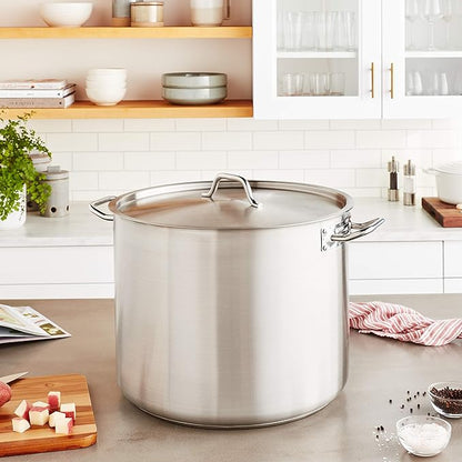 Winco Heavy-Duty Stainless Steel Stock Pot with Cover, 60 Quart - Image 2