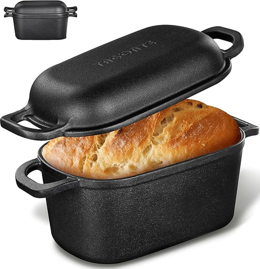 4.6 Quart Oval Dutch Oven for Bread Baking, Bread Dutch Oven for Sourdough, Cast Iron Bread Pan with Lid for Homemade Bread