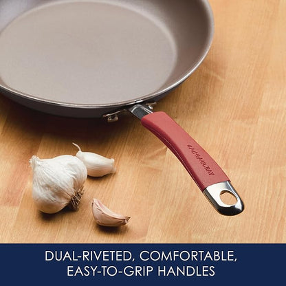 Rachael Ray - 87630 Rachael Ray Cucina Hard Anodized Nonstick Cookware Pots and Pans Set, 12 Piece, Gray with Red Handles - Image 5