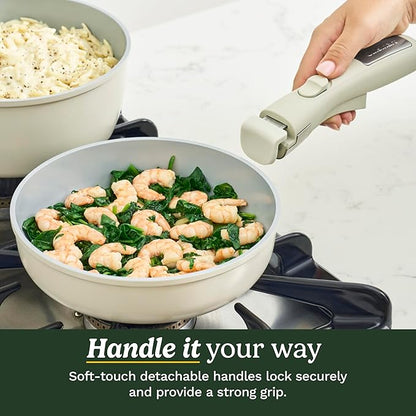Cuisinart 13-Pc ClickSmart Nonstick Detachable Handle Ceramic Cookware, Pots and Pans Set, Stackable Space-Saving Design, Compatible with All Stovetops, Induction & Oven Safe, PURELYCERAMIC - Image 6