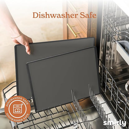 SMIRLY Plastic Cutting Board Set with Holder 3 Pieces, Non-Slip Dishwasher Safe Chopping Boards for Kitchen, Dark Grey - Image 5