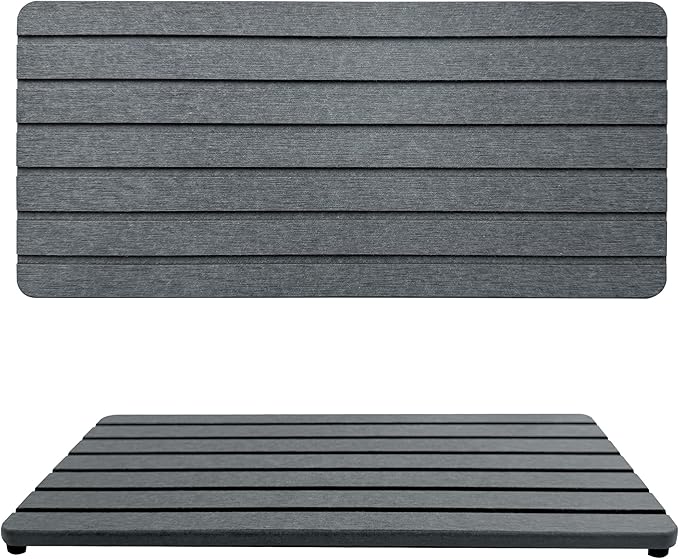 NiuYichee 2 PCS Water Absorbent diatomite Coasters, 12" x 5.5" Water Absorbing Stone Tray for Sink, Stone Drying mat for Kitchen Counter, Stone soap Tray Used for Hand Soaps & toiletries & Plants by NiuYichee