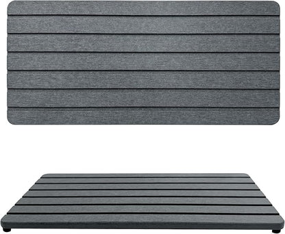 NiuYichee 2 PCS Water Absorbent diatomite Coasters, 12" x 5.5" Water Absorbing Stone Tray for Sink, Stone Drying mat for Kitchen Counter, Stone soap Tray Used for Hand Soaps & toiletries & Plants by NiuYichee