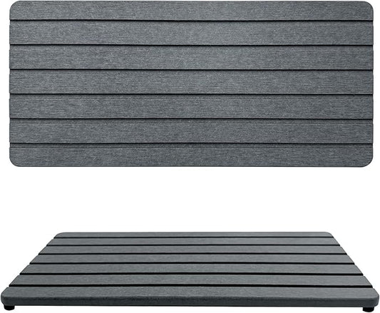 NiuYichee 2 PCS Water Absorbent diatomite Coasters, 12" x 5.5" Water Absorbing Stone Tray for Sink, Stone Drying mat for Kitchen Counter, Stone soap Tray Used for Hand Soaps & toiletries & Plants by NiuYichee