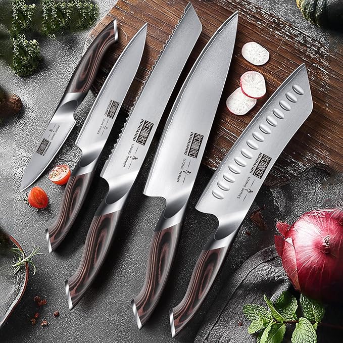 HOSHANHO Knife Set with Magnetic Knife Holder, 6 Pieces Japanese High Carbon Stainless Steel Kitchen Knife Sets, Ultra Sharp Professional Chef Knives Sets - Image 8