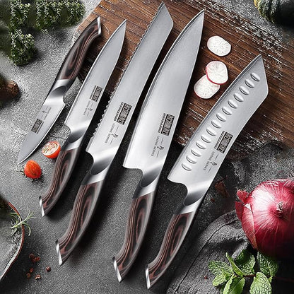 HOSHANHO Knife Set with Magnetic Knife Holder, 6 Pieces Japanese High Carbon Stainless Steel Kitchen Knife Sets, Ultra Sharp Professional Chef Knives Sets - Image 8