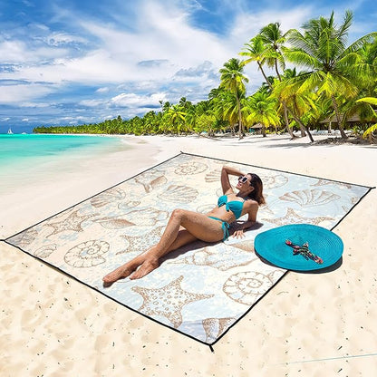 HIHOHO Beach Blanket Waterproof Sandproof Extra Large Beach Mat 79" X 83"/120"x108"for 1-8 Adults Quick Drying Durable Outdoor Picnic Mat for Beach Travel Camping Hiking