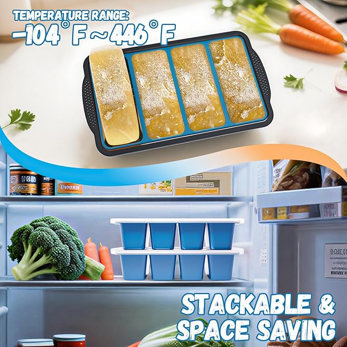 GORCI Silicone Soup Freezer Trays with Lids - 3 Pack, ½ cup, 1 cup, and 2 cup - Perfect Portion Control for Broth, Sauce & Meal Prep ，100% Platinum Silicone BPA-Free, Flexible, Dishwasher Safe - Image 4