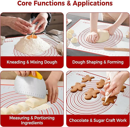 Extra Large Nonstick Silicone Pastry Mat 28x20Inch with Measurements, Food Grade Silicone Baking Mat, Non-Slip Dough Rolling Mat for Counter, Oven Liner, Fondant/Pie Crust/Sourdough Bread Baking