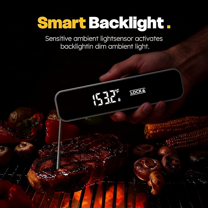 0.3S Instant Read Meat Thermometer – Digital Food Thermometer for Cooking, Grilling, BBQ, Candy, Air Fryer, Griddle – Kitchen Gadget Essentials & Gift for Him - Image 4