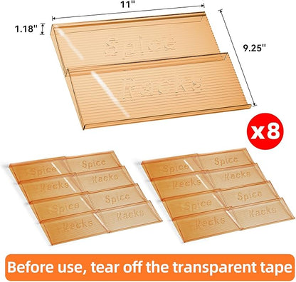 MUDEELA Clear Spice Drawer Organizer, 4 Tier- 4 Set (8 Packs) Spice Rack for Drawer, Expandable From 11" to 22" Kitchen Seasoning Organizers and Storage for Drawer (Jars not included), Amber - Image 4