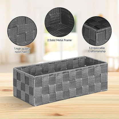 Posprica Woven Baskets, Storage Baskets for Organizing (Set of 8), Cube Baskets Bin Container Matching Storage Boxes Organizers for Pantry, Office, Shelves, Media-room - Image 5