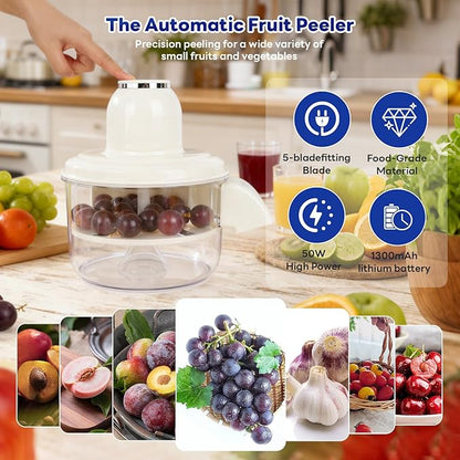 Automatic Grape Peeler Machine, Electric Garlic & Cherry Tomato Peeler Skin Remover Tool for Small Fruits, Effortless Peeling for Home Kitchen (White-1PC) - Image 6