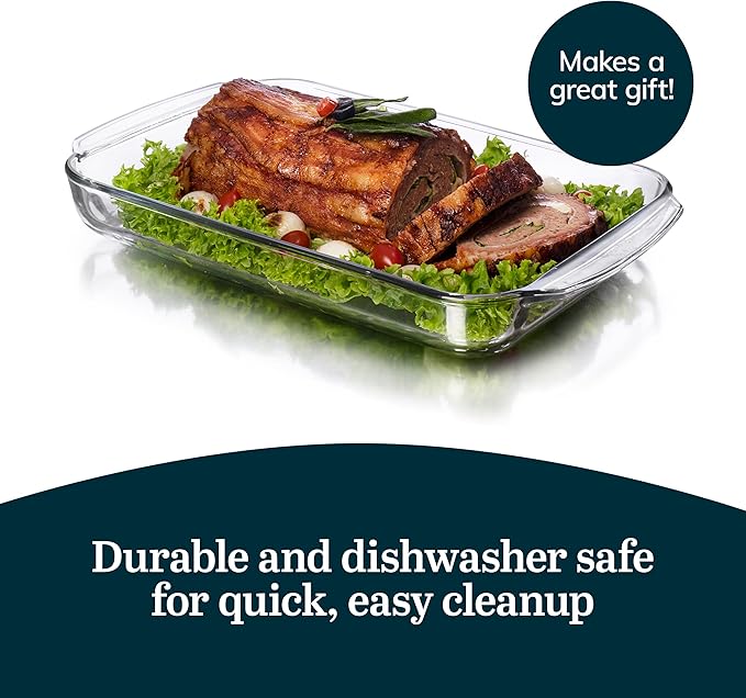 Libbey Baker's Basics 3-Piece Rectangular Glass Casserole Baking Dish Set, Clear, 2 Qt, 2.7 Qt, 3.4 Qt, Transparent, Stackable, Dishwasher Safe - Image 5