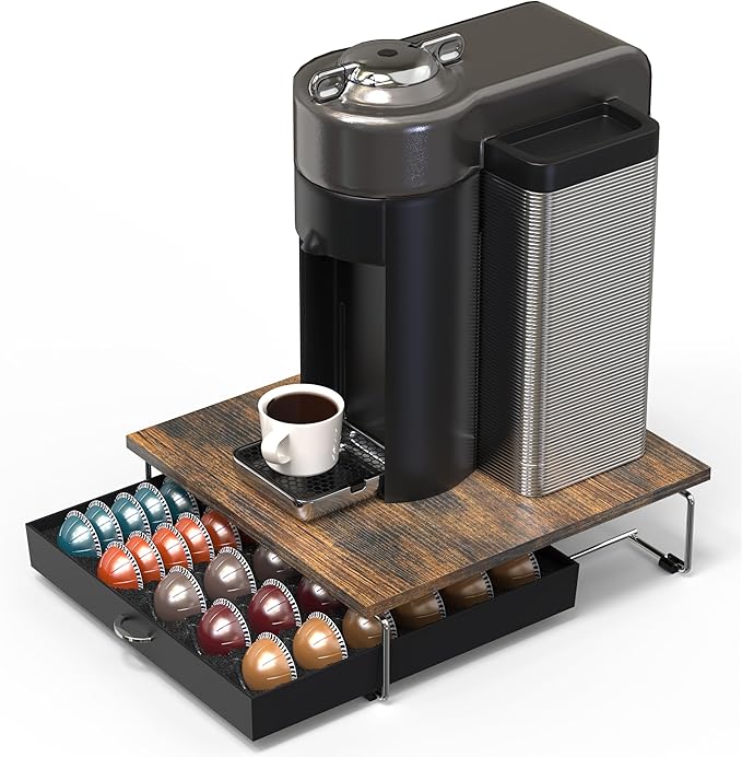 DecoBrothers Supreme Vertuoline Drawer, Holds with 30 Big or 60 Small Vertuoline Pods, Rustic Brown - Image 9