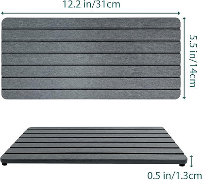 NiuYichee 2 PCS Water Absorbent diatomite Coasters, 12" x 5.5" Water Absorbing Stone Tray for Sink, Stone Drying mat for Kitchen Counter, Stone soap Tray Used for Hand Soaps & toiletries & Plants - Image 3
