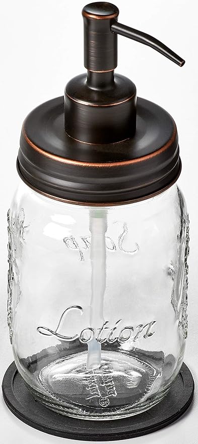 Mason Jar Soap and/or Lotion Dispenser for Hand Sanitizer, Liquid Soap or Hand/Body Lotion (Oil Rubbed Bronze, Single 16oz)