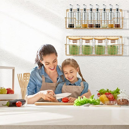 Spice Rack, 4-Pack Seasoning Organizer Wall Mounted for Kitchen Storage Organization, Metal Spice Holder Shelf for Cabinet, Pantry, Gold - Image 8