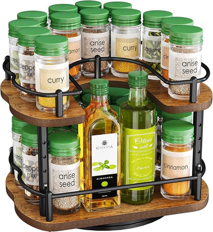 Spice Rack Organization for Cabinet - Height Adjustable Rotating Lazy Susan Organizer, Spice Organizer Fits Cabinets Wide＞ 11 inches, Clearance Height ＞10.5 inches by SNTD