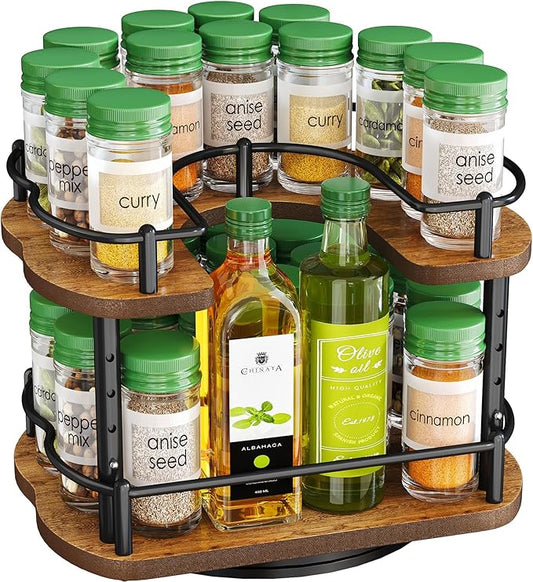 Spice Rack Organization for Cabinet - Height Adjustable Rotating Lazy Susan Organizer, Spice Organizer Fits Cabinets Wide＞ 11 inches, Clearance Height ＞10.5 inches by SNTD