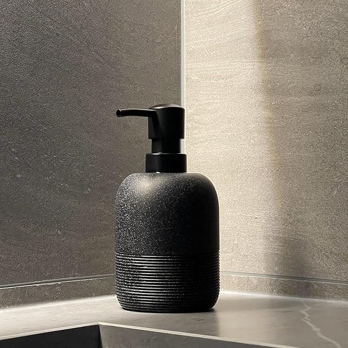 GalDal Matte Black Soap Dispenser Sets with Pump,Hand Soap and Lotion Dispenser for Bathroom Countertop,Morden Soap Dispenser for Kitchen-10.6oz. - Image 3