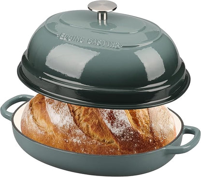EDGING CASTING Enameled Oval Cast Iron Dutch Oven Pot with Lid, Bread Dutch Oven for Sourdough Bread Baking, Dutch Oven Bread, Bread Oven, 6QT, Slateblue - Image 3