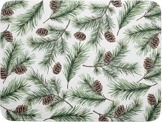 Winter Dish Drying Mat for Kitchen Counter Pine Needle Cone Festival Xmas Microfiber Absorbent Dish Draining Reusable Washable Foldable Extra Large 18"x24" by Unknown