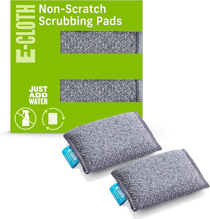 E-Cloth Non-Scratch Scrubbing Pads - Scrubbing Dish Sponges Kitchen Cleaning Kit - Reusable Scrubber Sponges for Dishes and Cleaning - Non-Scratch Scrubbers for Cleaning - 2-Pack by E-Cloth