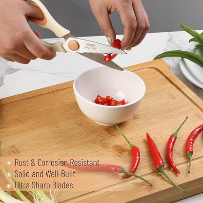Mr. Pen- All Purpose Kitchen Shears with Protective Sheath, 8 Inch, Dishwasher Safe, Stainless Steel Food Scissors with Micro-Serrated Blades, Durable Utility Kitchen Shears, Cream & Tan - Image 4