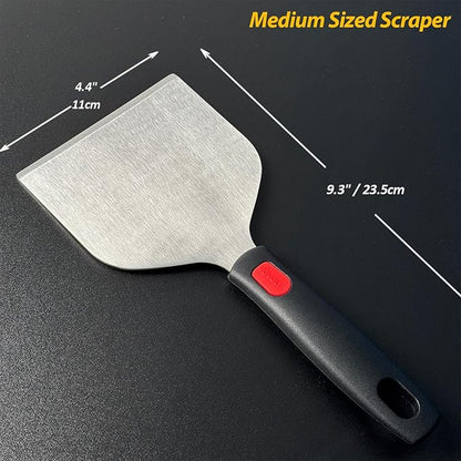 Vovoly Wide Griddle Scraper, 4.3“x4.3'' Smashed Burger Scraper Grill Scraper Spatula Burger Turner - Full Tang Silicon Handle Professional Grade Grill Accessories, Knife Grade Stainless Steel - Image 4