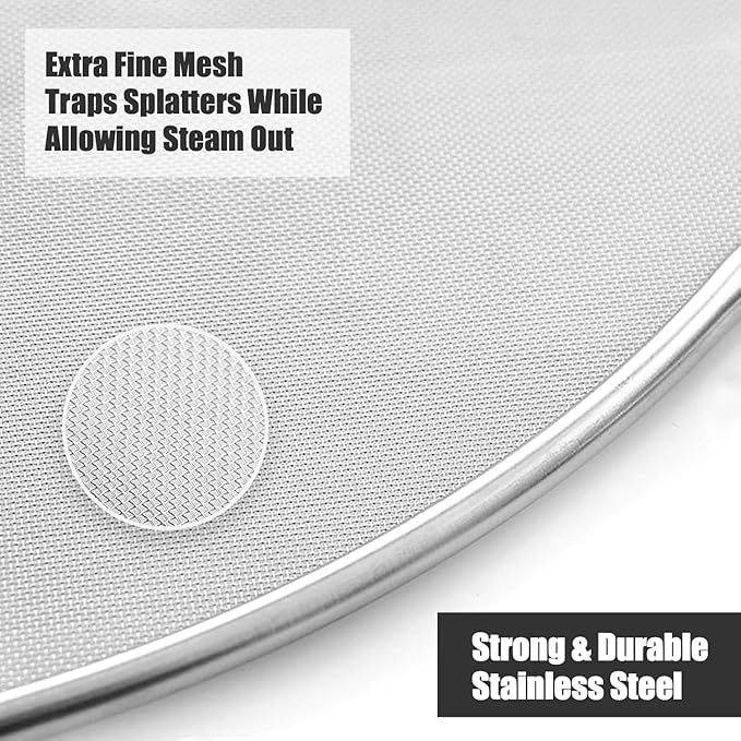 Homestia Splatter Screen for Kitchen, Stainless Steel Fine Mesh Splatter Screen for Frying Pan, 10” Grease Splatter Guard with Fold Flat Knob - Image 4