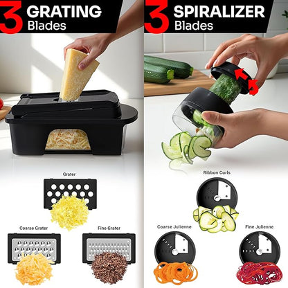Mueller ULTIMATE 12 Blade Vegetable Chopper, Mandoline Slicer and Spiralizer, Dicer, Grater, Kitchen Essentials & Accessories, Black - Image 5