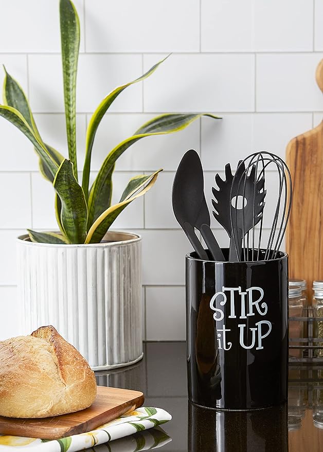 DII Kitchen Accessories Retro Collection, Ceramics, Utensil Holder, Black - Image 5
