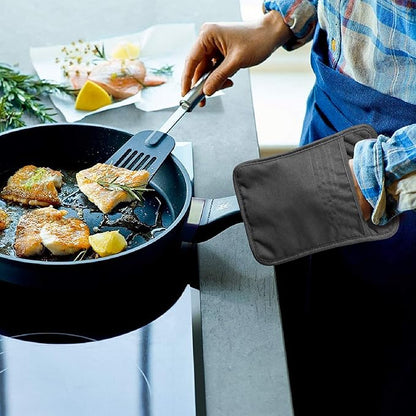 GROBRO7 5Pack Pocket Pot Holders Cotton Heat Resistant Potholder Multipurpose Hot Pads Machine Washable Oven Mitts Cooking Pads Bulk for Daily Kitchen Baking and Cooking 8.9 x 6.9 Inch Grey - Image 5