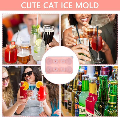 Cat Ice Cube Tray Silicone Large Ice Cube Mold, Fun Shapes Ice Cube Trays for Freezer with Lid, Big Ice Molds for Bourbon Whiskey Cocktails, Cute Gifts for Cat Lovers